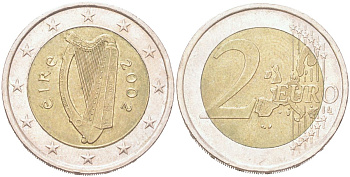 Ирландия 2 евро 2002 KM 39 биметалл 4126-1016