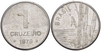 Бразилия 1 крузейро 1979 сахарный тростник KM 590 нержавеющая сталь 41-1147