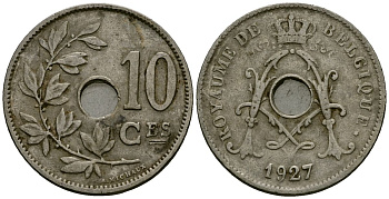Бельгия 10 сантимов 1927 Belgique KM 85 медно-никель 4172-1013