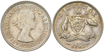 Австралия 6 пенсов 1962 Елизавета II (1952-2022) KM 58 серебро 4623-268