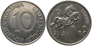 Словения 10 толаров 2002 KM 41 медно-никель 4548-1137