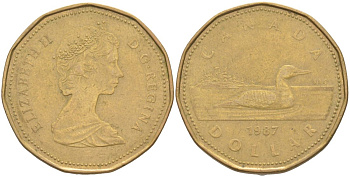 Канада 1 доллар 1987 Елизавета II (1952-2022), утка KM 157 никель плакированный алюминиевой бронзой 63-451