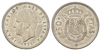 Испания 50 песет 1975 (79) Хуан Карлос I (1975-2014) KM 809 медно-никель 91-1145