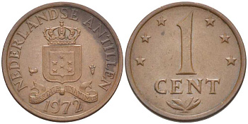 Нидерландские Антилы 1 цент 1972 Юлиана (1948-1980) KM 8 бронза 116-1059