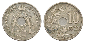 Бельгия 10 сантимов 1927 Belgie, Альберт I (1909-1934) KM 86 медно-никель 4169-613
