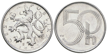 Чехия 50 геллеров 1993 b’ KM 3 алюминий aUNC 4528-448