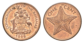Багамские острова (Багамы) 1 цент 1998 KM 59a цинк плакированный медью UNC 4632-111