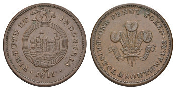 Великобритания, Бристоль и Южный Уэльс 1 пенни 1811 токен Withers 540 медь 3711-443