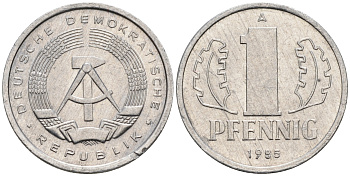 ГДР 1 пфенниг 1985 A KM 8.2 алюминий 75-167