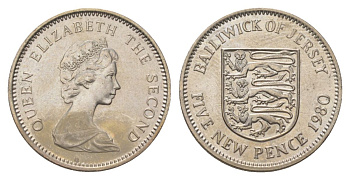 Джерси 5 пенсов 1980 KM 32 медно-никель aUNC 4628-914