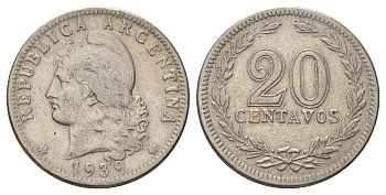 Аргентина 20 сентаво 1939 KM 36 медно-никель 4132-421
