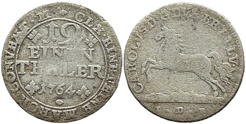 Брауншвейг-Вольфенбюттель 1/12 талера 1764 IDB, Карл I (1735-1780) KM 970, Welter 2854 серебро 54-848