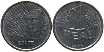 Бразилия 1 реал 1994 KM 636, Schon 145 нержавеющая сталь 4519-512
