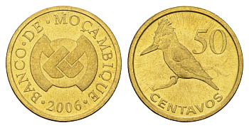 Мозамбик 50 сентаво 2006 KM 136 сталь плакированная латунью UNC 216-217