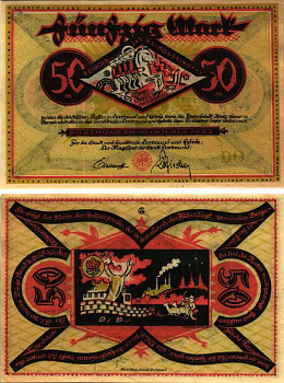 ДОРТМУНД 50 МАРОК 1922 НОТГЕЛЬД, 10 ОКТЯБРЯ 1922, ЗЕМЛЯ СЕВЕРНЫЙ РЕЙН-ВЕСТФАЛИЯ Muller 1065.10 бумага 6300-35-1-1