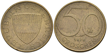 Австрия 50 грошей 1976 KM 2885 алюминиевая бронза 4567-414