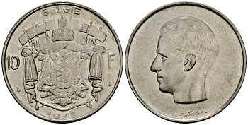 Бельгия 10 франков 1973 BELGIE, Бодуэн I (1951-1993) KM 156.1 никель 4120-635