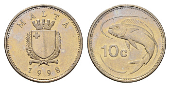 Мальта 10 центов 1998 KM 96 медно-никель UNC 4163-132