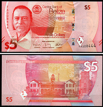 Белиз 5 долларов 2025 Джордж Кэдл Прайс, собор Святого Иоанна Pick 74  бумага  UNC (пресс) 446-48-2