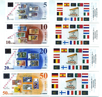 НИДЕРЛАНДЫ НАБОР ИЗ 7 БАНКНОТ 1998 (5, 10, 20, 50, 100, 200, 500 ЕВРО) SPECIMEN 1998, PAPER MONEY 99, MAASTRICHT (17-18 APRIL 1999) бумага UNC (ПРЕСС) 7146-38-3-1