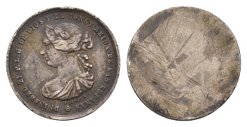 Испания медаль королева изабелла ND диаметр 21 мм, вес 3,21 гр серебро 4659-111