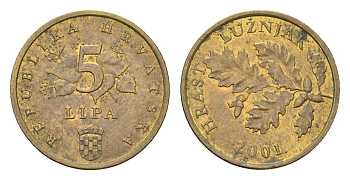 Хорватия 5 лип 2001 нечетный год KM 5 сталь плакированная латунью 4659-668