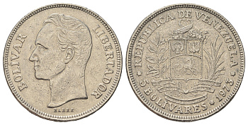 Венесуэла 5 боливаров 1973 Симон Боливар Y 44 никель 4183-1133