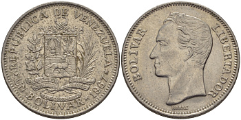 Венесуэла 1 боливар 1967 Симон Боливар KM 42 никель 31-534