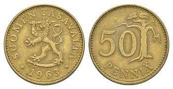 Финляндия 50 пенни 1963 KM 48 алюминиевая бронза 4525-1023