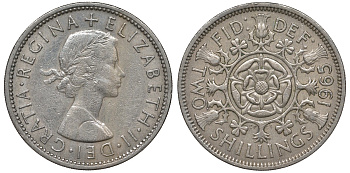 Великобритания 2 шиллинга (флорин) 1965 Елизавета II (1952-2022) KM 906, Spink 4146 медно-никель 4131-546