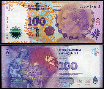 Аргентина 100 песо 2012 60 лет со дня смерти Эвы Перон Pick 358 b (2) бумага UNC (пресс)   447-1-1