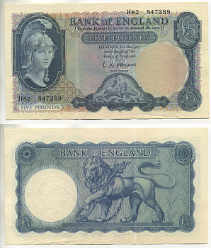 Англия 5 фунтов 1961-1963 подпись L.K. O Brien Pick 372a бумага aUNC 000-00-00