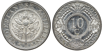 Нидерландские Антилы 10 центов 1998 Беатрикс (1980-2013) KM 34 никель плакированный сталью UNC 51-826