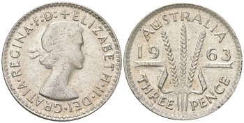 Австралия 3 пенса 1963 Елизавета II (1952-2022) KM 57 серебро 4623-129
