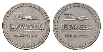 Италия, Турин медаль "Nueva G.E.T." самолет, диаметр 24 мм, вес 5,3 гр 4670-1017