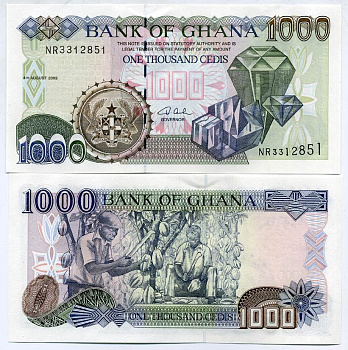Гана 1000 седи 2003 алмазы, сбор урожая какао Pick 32i бумага UNC (пресс) 448-20-1