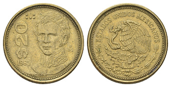 Мексика 20 песо 1985 Мо, Гуаделупе Виктория KM 508 латунь 4155-127