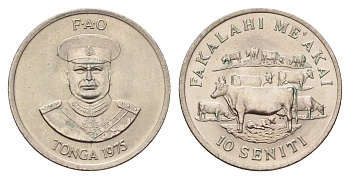 Тонга 10 сенити 1975 ФАО KM 45 медно-никель UNC 4666-346