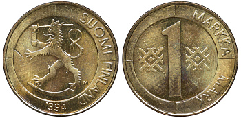 Финляндия 1 марка 1994 M KM 76 алюминиевая бронза UNC 259-456