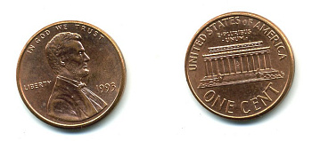 США 1 цент 1993 Авраам Линкольн KM 201b цинк плакированный медью 46-825