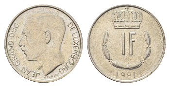 Бельгия 1 франк 1981 Герцог Жан (1964-1999) KM 55 медно-никель 4705-215