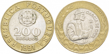 Португалия 200 эскудо 1991 Гарсия Де Орта (1501-1568) KM 655 биметалл 4403-1046
