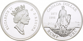 КАНАДА 1 ДОЛЛАР 1998 125 ЛЕТ КОННОЙ ПОЛИЦИИ КМ 306 серебро PROOF 1082-2-53