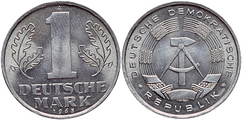 ГДР 1 МАРКА 1963 А KM 13 алюминий UNC 1523-125