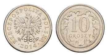 Польша 10 грошей 2014 Y 279 медно-никель 4625-1011