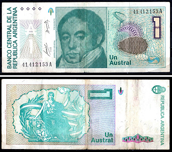 Аргентина 1 аустраль ND (1985-1989) Pick 323a бумага 3295-73-1-1