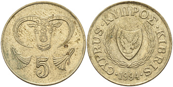 Кипр 5 центов 1994 KM 55.3 никель латунь 4141-1044