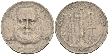 Бразилия 100 рейс 1937 Маркиз Тамандаре KM 536 медно-никель 4115-548