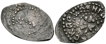Великое Княжество Московское денга середина 15 века Василий II Васильевич Темный или Иван III Васильевич,  0,37 гр Гулецкий/Петрунин 752 серебро    262-1626