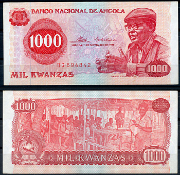 Ангола 1000 кванза 1976 Антонио Агостиньо Нето, школа Pick 113 a бумага 8621-49-1-2